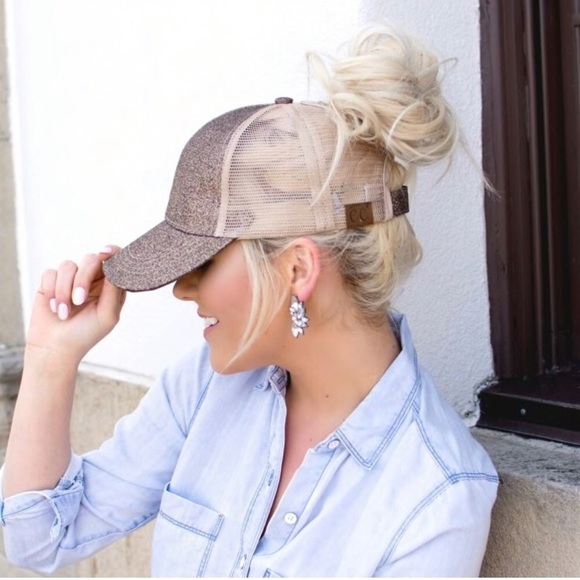 Smokey gold glitter women’s baseball cap - Picture 2 of 7